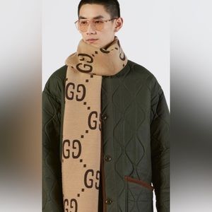 GG JACQUARD WOOL SILK SCARF